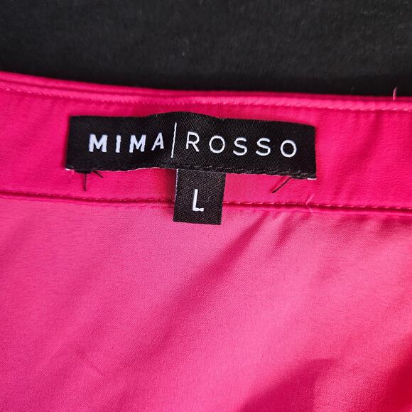 Mima Rosso Pink Kelsea Wrap Midi Dress Size L Pleated Collard Modest Barbiecore - Picture 5 of 8